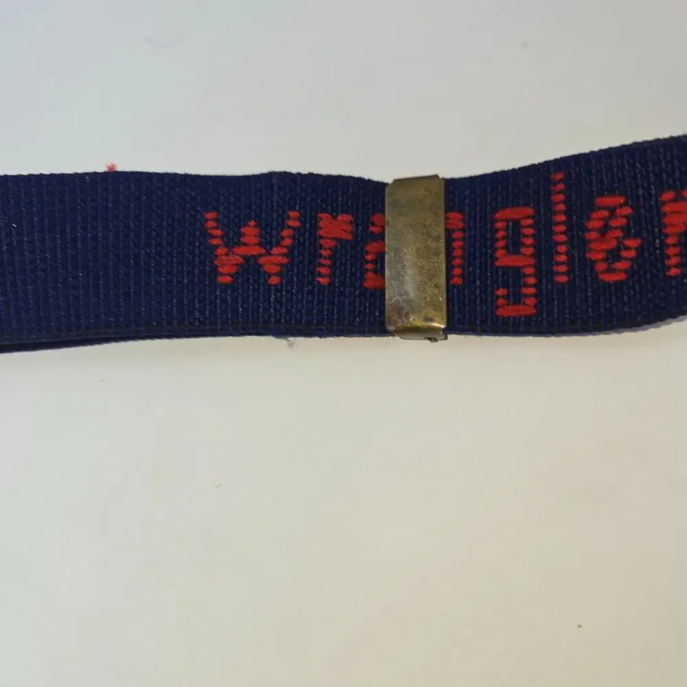 Vintage Wrangler Boy's Woven Elastic Belt Navy Blue Red Magnet Buckle 36
